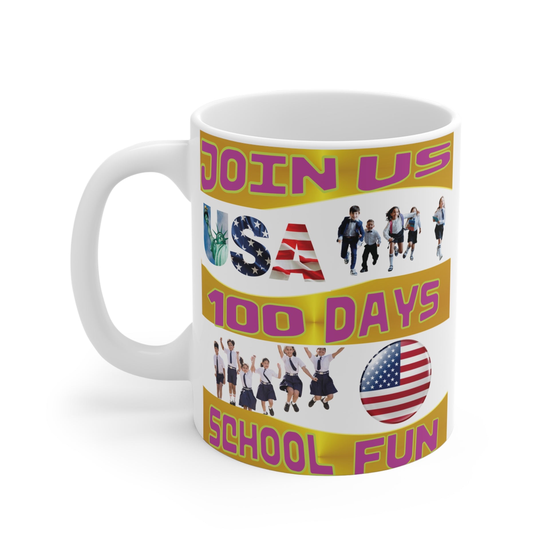 100 Days of School Fun USA-Themed 11oz Mug - Education & Patriotism