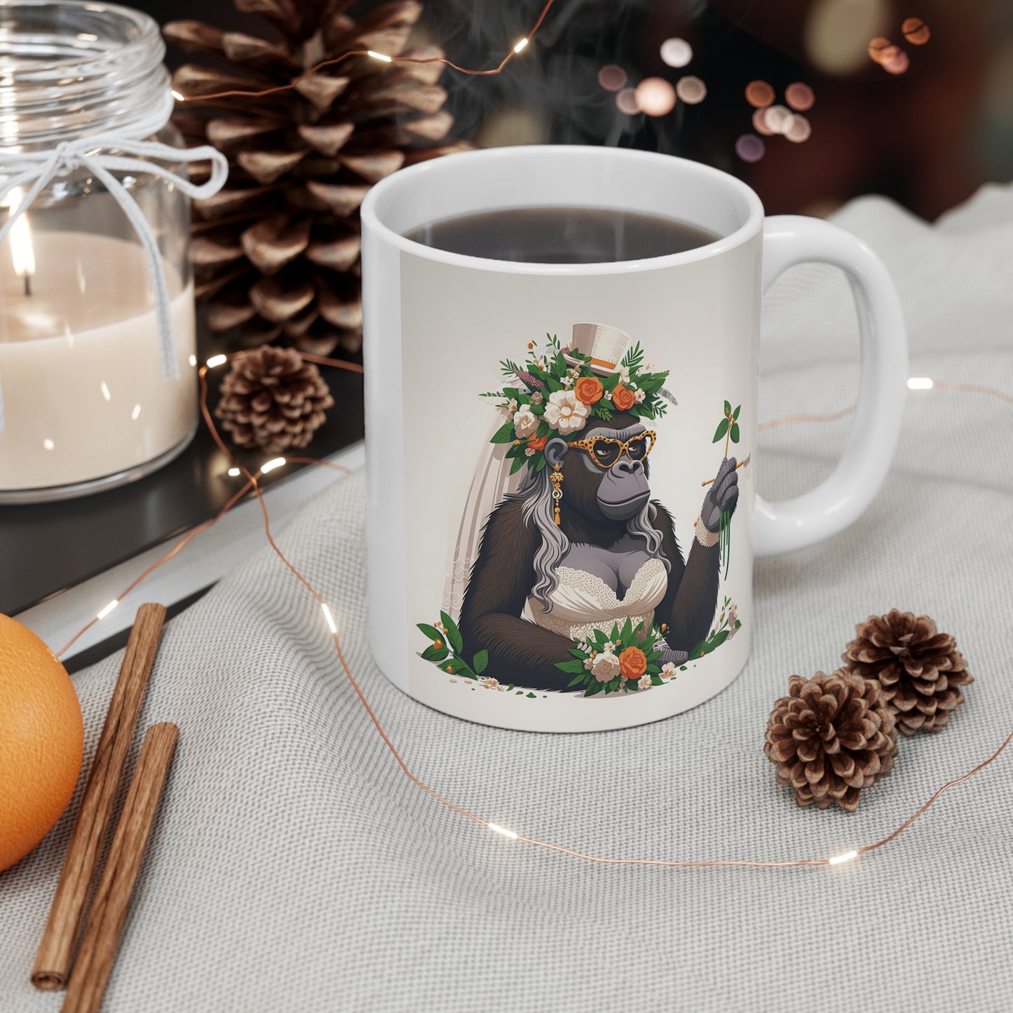 Whimsy Gorilla Bride 11oz Mug - Wedding Gift