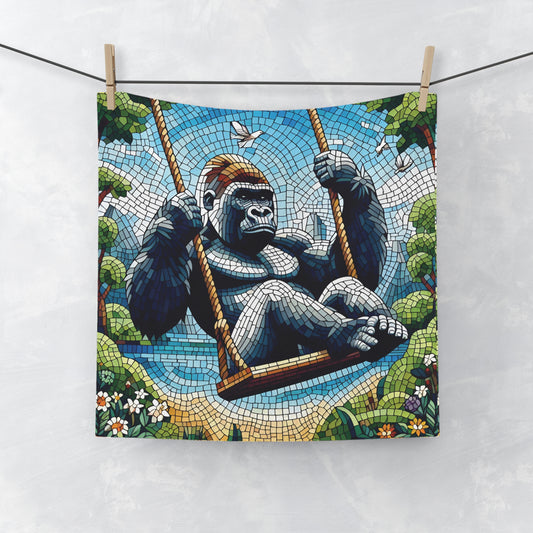 Add a touch of creativity and joy with our "Playful Gorilla Swing Mosaic Art Face Towel", much like a human relishing a carefree moment. A perfect blend of functionality and artistry! Ideal for home, gym, travel, or as a thoughtful gift. BUY NOW! (SK Superb)