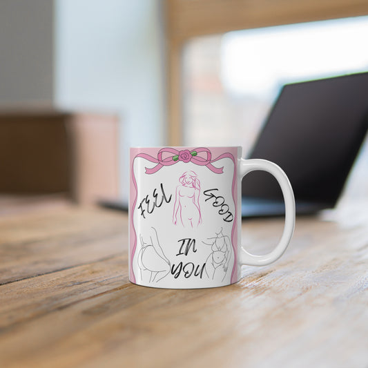 Boost confidence with our self-love 11oz body positivity mug. An elegant feminine art gift for women. Ideal for birthdays, Christmas, or self-care. BUY NOW!