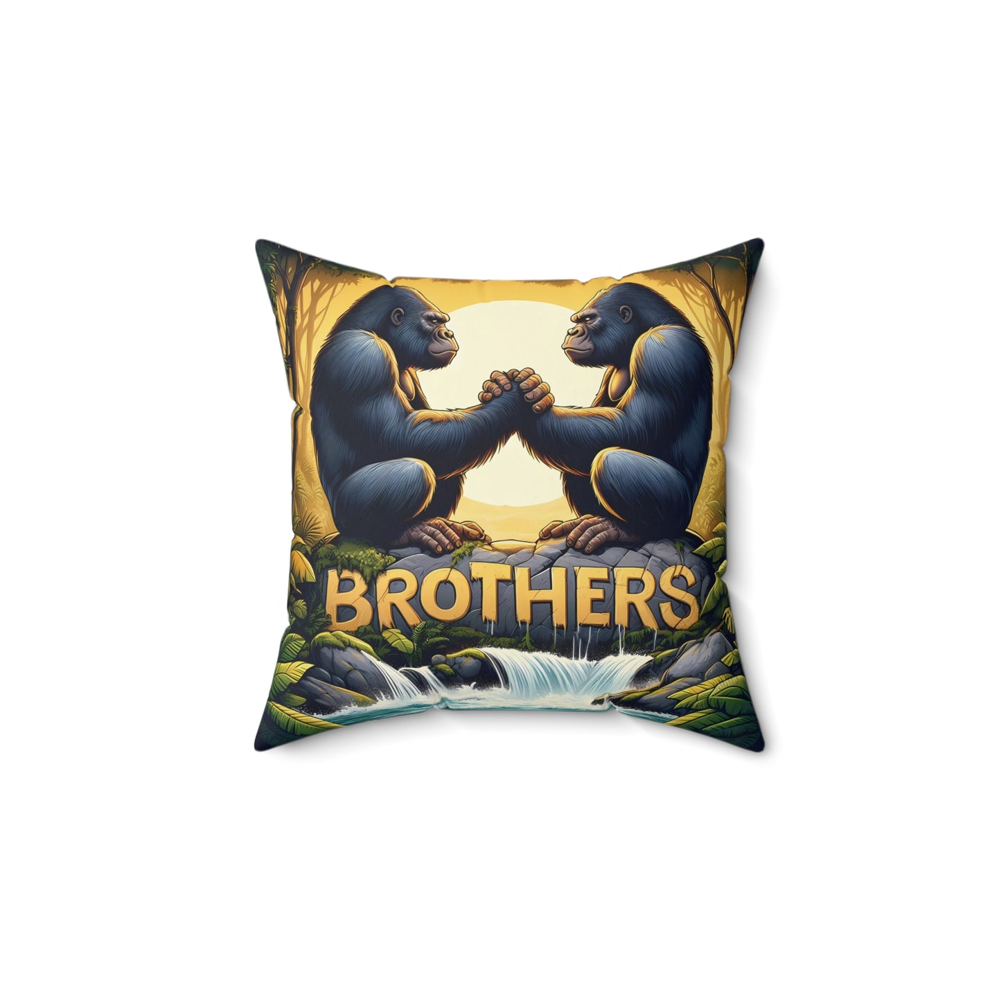 Celebrate the strength and unity of brotherhood with our "Brotherly Bond Gorilla Pillow." Perfect for adding a touch of nature-inspired art to your home and office decor, this pillow is both a meaningful gift and a stylish addition to any space. BUY NOW! (SK Superb)