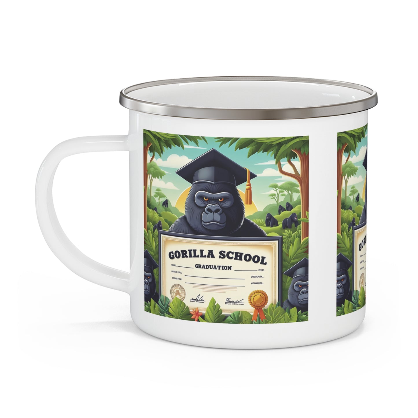 Gorilla Graduate Gift Enamel Camping Mug