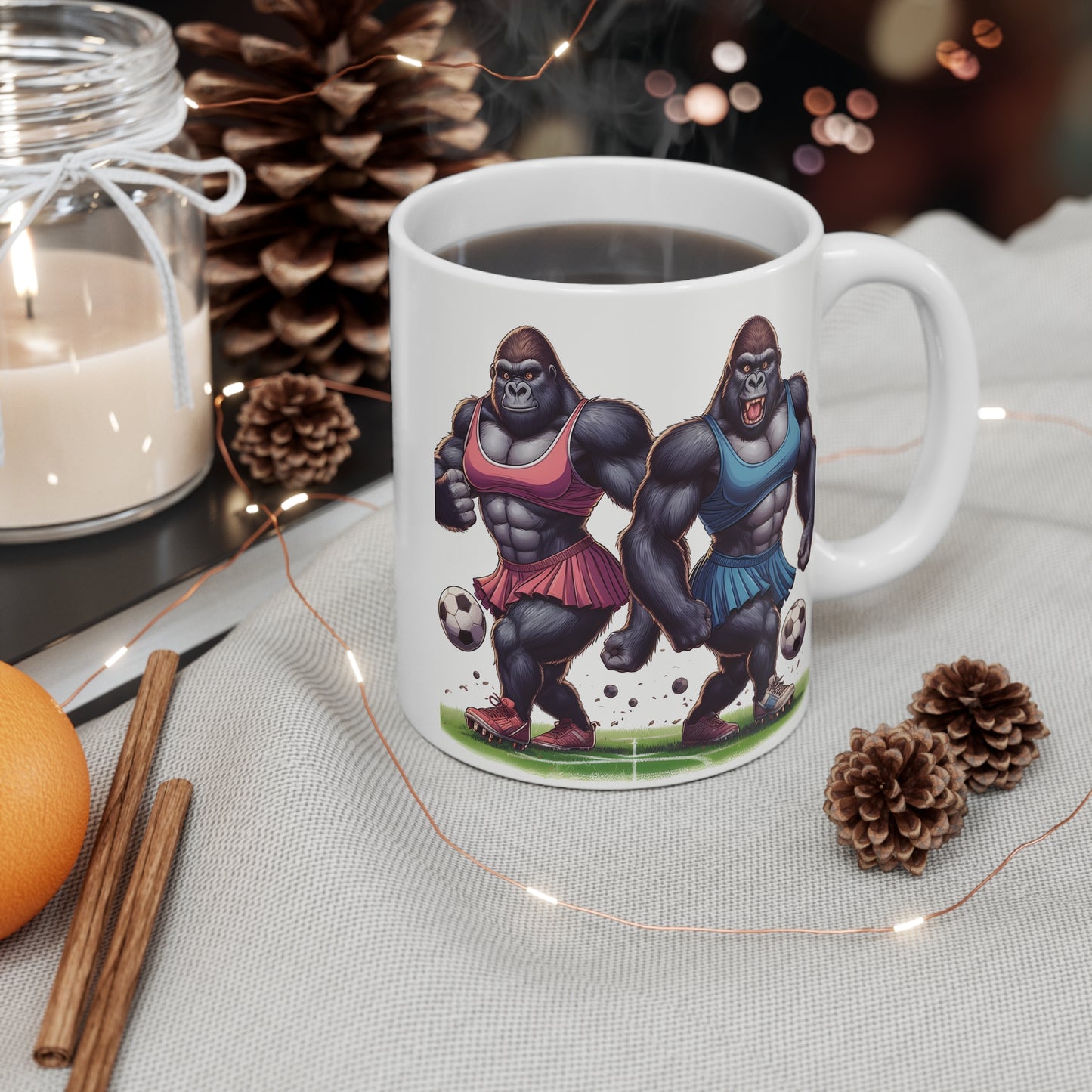 Empowering Female Football Gorillas 11oz Mug - Unique Sports Gift