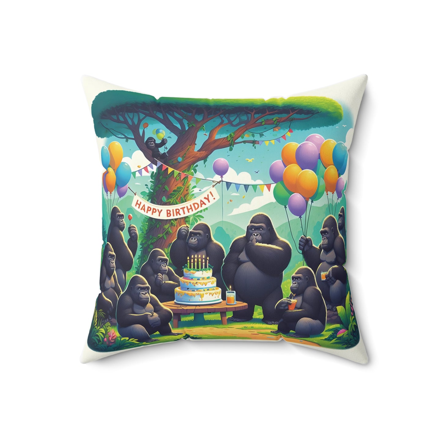 Birthday Celebration Gorilla Pillow