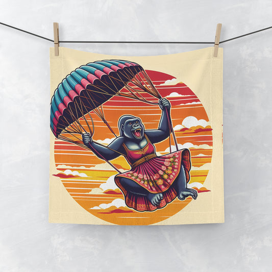 Adventure-Inspired Skydiving Gorilla Face Towel - Brave Female Parachuters