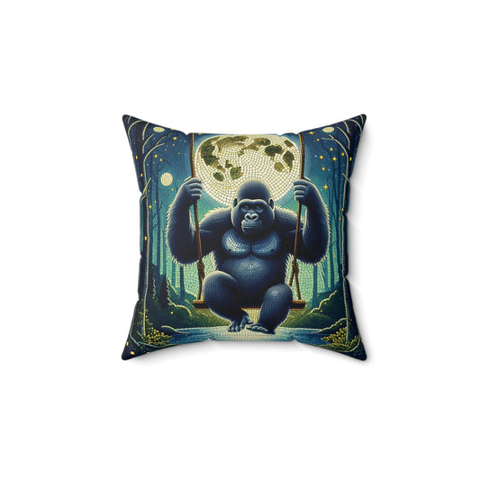 Cherish the beauty of nature and tranquility to your home and office decor with the "Gorilla Night Swing Pillow". A gorilla enjoying a peaceful night swing, reminiscent of the simple joy a human experiences while swinging under the moonlight. A great pillow gift too. BUY NOW! (SK Superb)