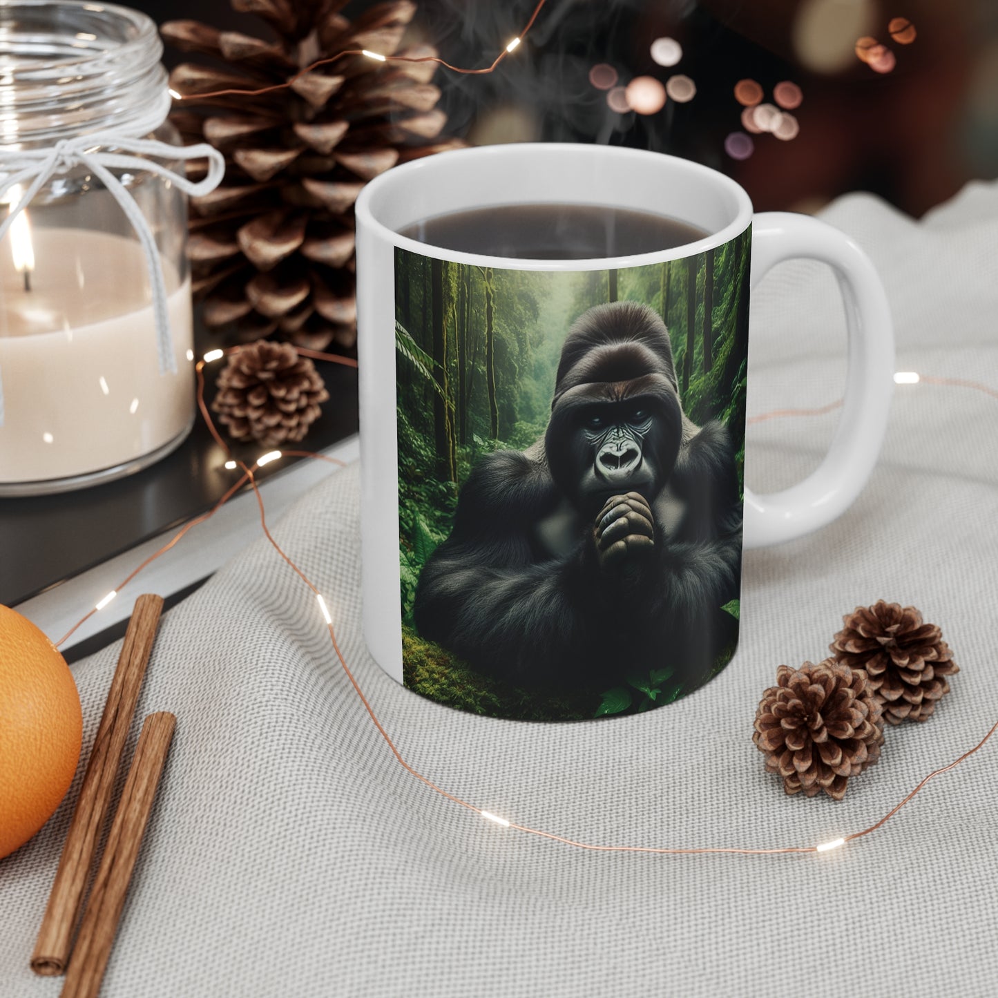 11oz Gorilla Prayer Mug - Reflecting Human Spirituality