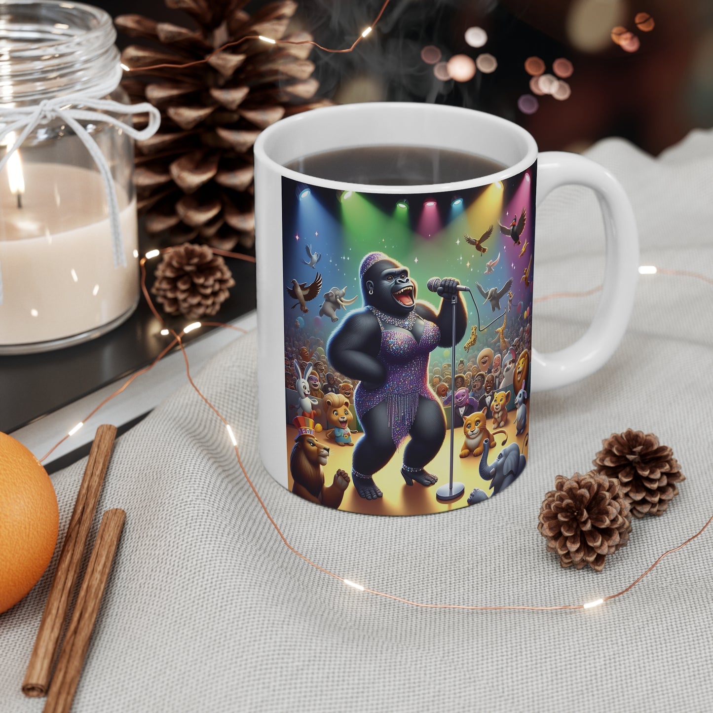 Music & Animal Lovers of a Cartoonish Gorilla Diva Stage Singer 11oz Mug