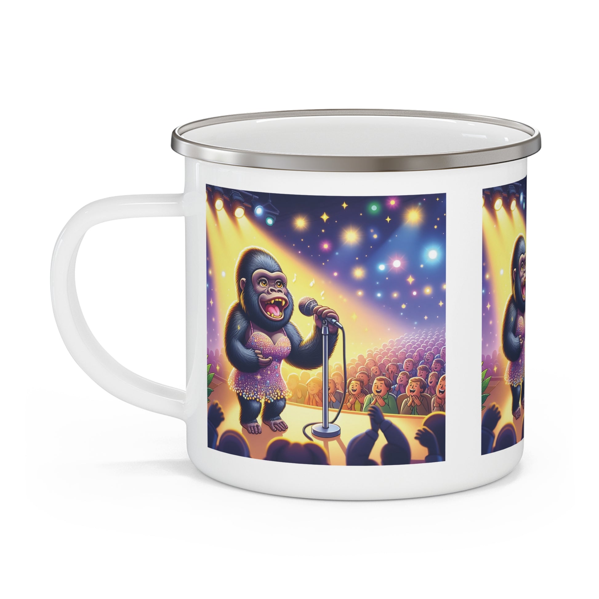 Adorable Female Gorilla Singer Enamel Camping Mug - Animal / Outdoor Adventure