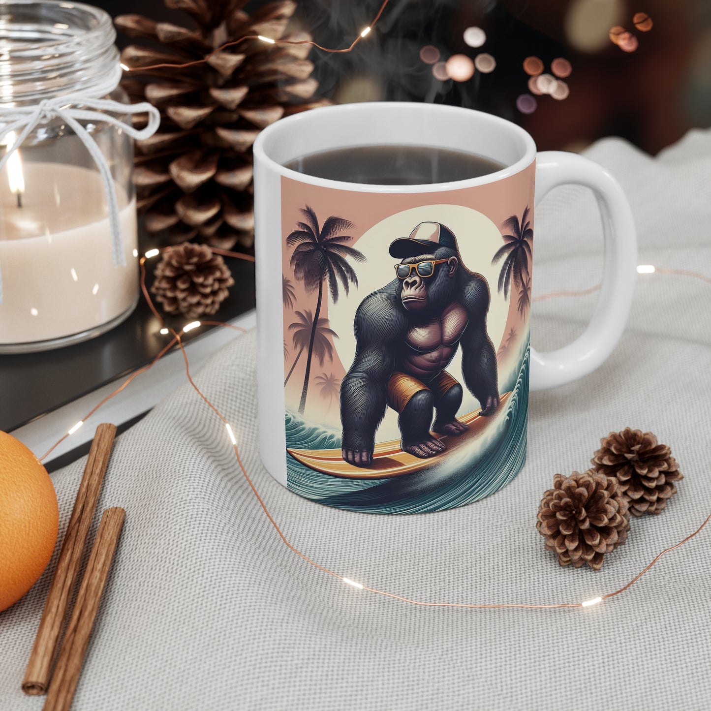 Stylish Gorilla Surfer 11oz Mug