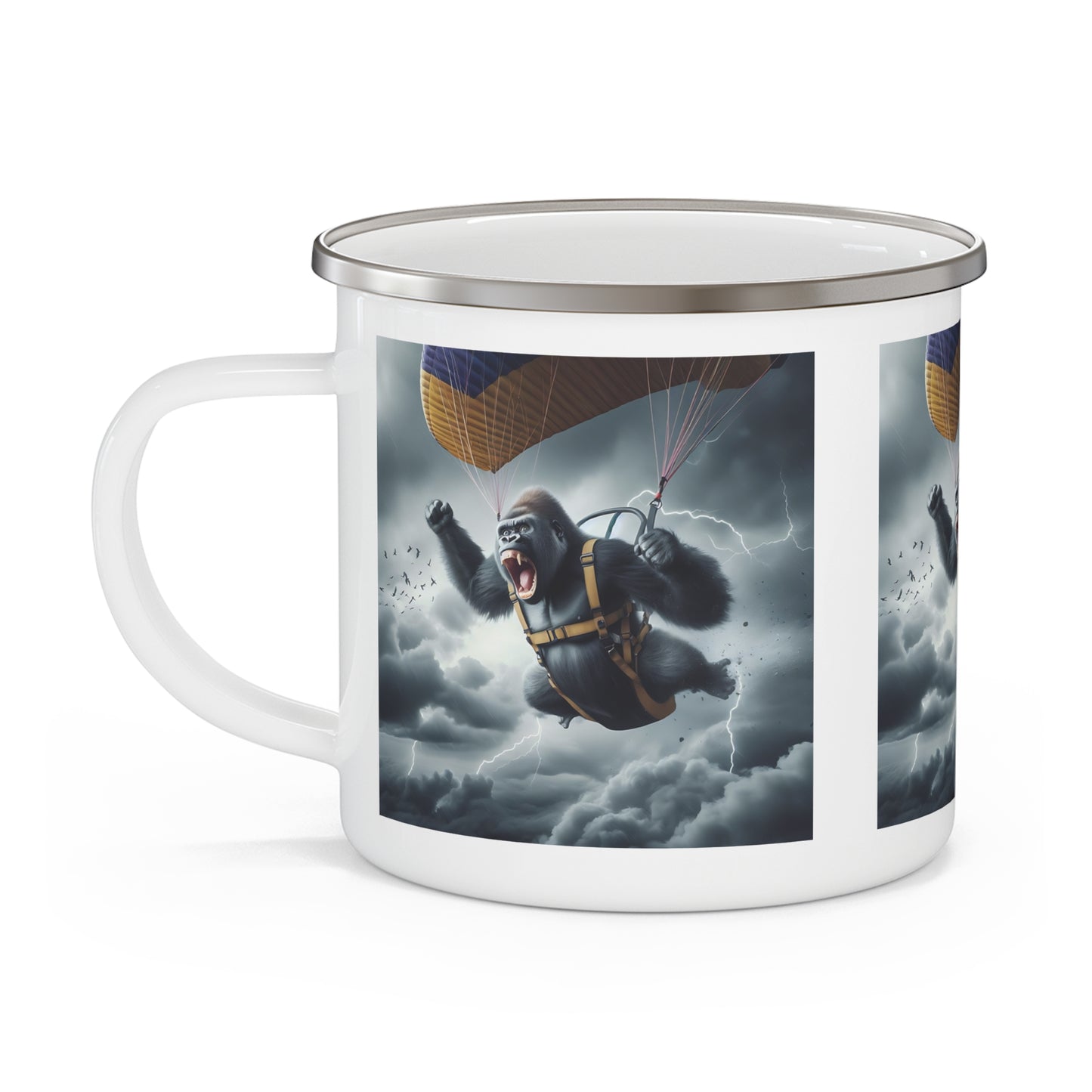 Adventure Gorilla Parachute Enamel Camping Mug