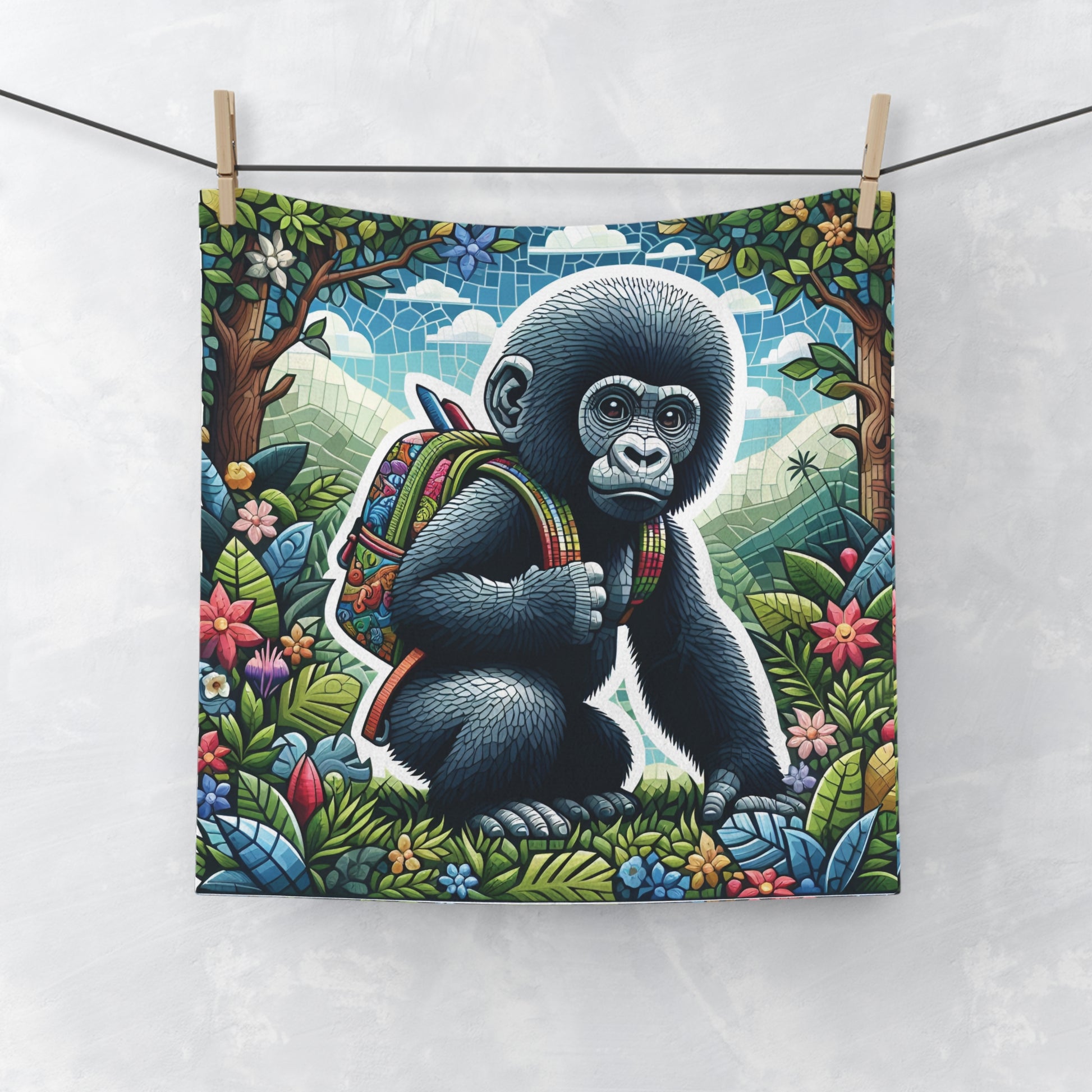 Jungle-Themed Baby Gorilla Adventure Face Towel - Kids Gift