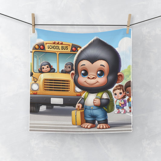 Our "Back to School Gorilla Kids Face Towel" is ideal for kids heading back to school or any educational setting.! Perfect for classrooms, daycares, or home use. A great gift idea for young students, teachers, or anyone passionate about education, friendship and wildlife. BUY NOW! (SK Superb)