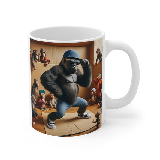 Our "Breakdancing Gorilla" 11oz Mug captures the essence of hip-hop culture and the universal love for dance. Perfect gift for dancers, hip-hop fans, animal lovers and anyone who enjoys unique and fun art. BUY NOW! (SK Superb)