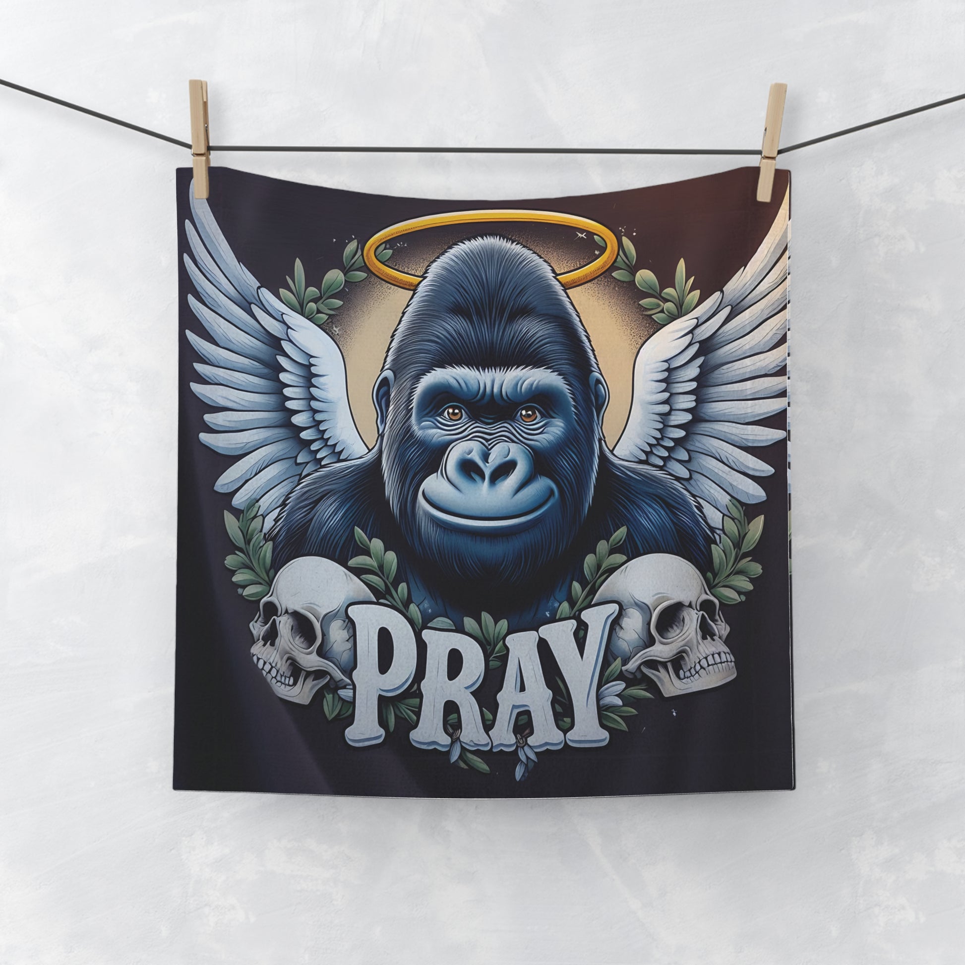 Our unique and inspiring Spiritual Gorilla Angel "PRAY" Face Towel is an exquisite towel  reminding you of strength and spirituality. A towel blending art and functionality. Ideal for face, hand, bathroom and kitchen use. A thoughtful gift for friends and family. BUY NOW! (SK Superb)