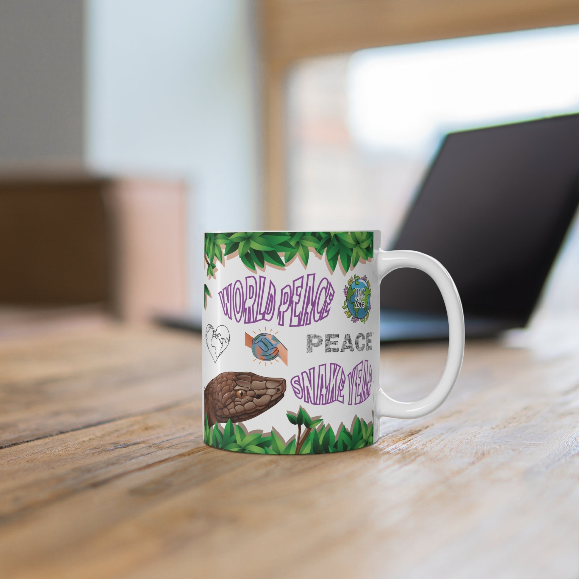 World Peace Snake Year 11oz Mug – Friendly Gift & Nature Lovers