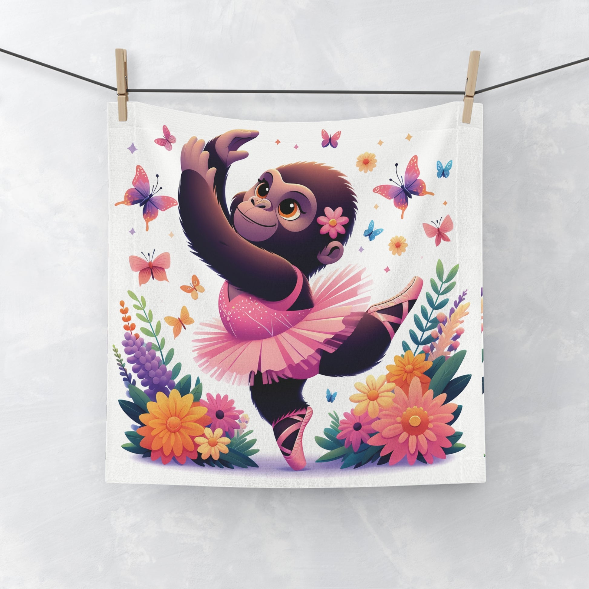 Let your child's imagination soar with this enchanting face towel of a cartoon-style baby monkey dancing with joy and confidence. A towel adding playful and motivational touch to any bathroom or dance studio. An ideal gift for aspiring ballerinas to pursue their dreams with enthusiasm and grace. BUY NOW! (SK Superb)