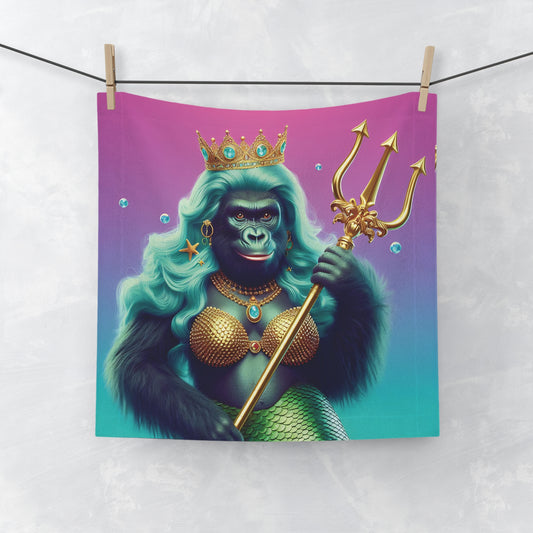 Transform your bathroom into a mystical underwater realm with our "Regal Gorilla Mermaid Face Towel." Perfect for fans of fantasy, marine themes, quirky artwork, this face towel is both functional and decorative. Ideal for everyday use or as a special gift for loved ones. BUY NOW! (SK Superb)