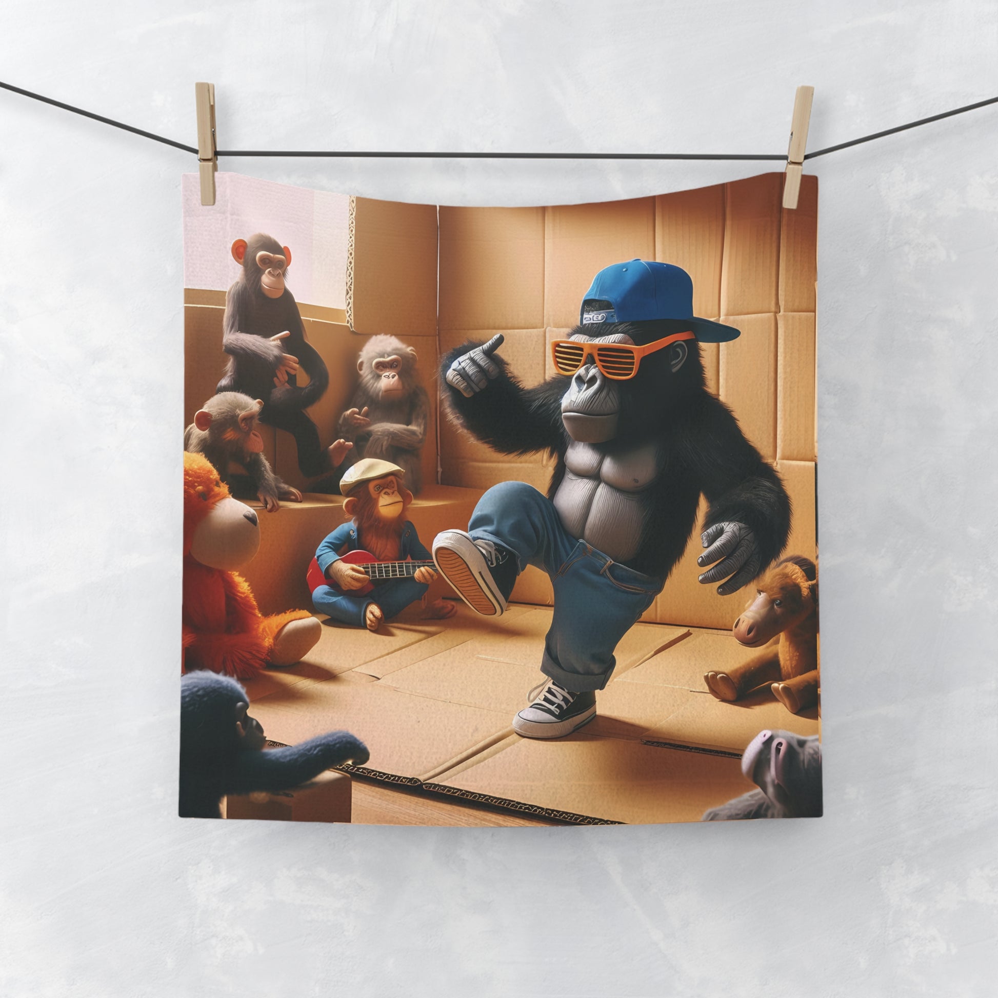 Add a splash of fun to your bathroom with our "Stylish Breakdancing Gorilla Gathering Face Towel", that mirrors the human love for breakdancing and street dance culture. Perfect for use at home, the gym, travel, or even as a quirky gift for friends and family. BUY NOW! (SK Superb)