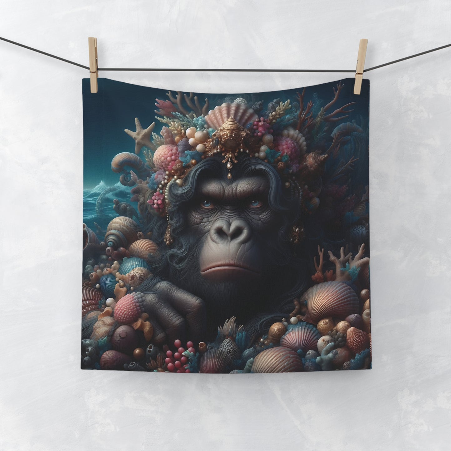 Elevate your bachelorette party with our stunning FACE TOWEL of a mermaid gorilla that captures the essence of an underwater fantasy, adding whimsy and elegance to your special event. A memorable keepsake towel for your guests, turning your bachelorette party into an unforgettable celebration. BUY NOW! (SK Superb)