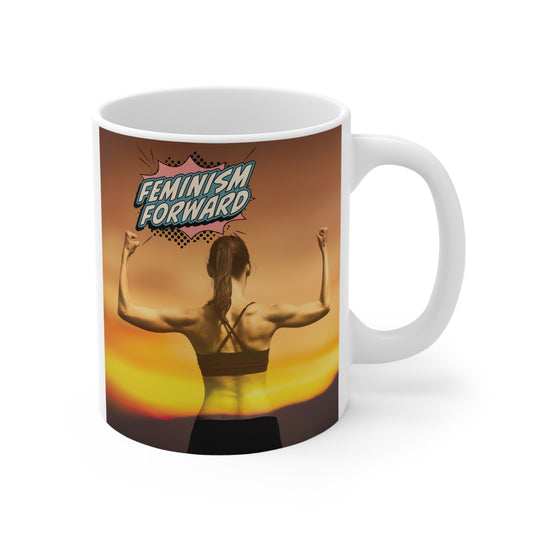 Sip with strength! The Feminism Forward 11oz Mug, gift of empowerment for equality supporters. Ideal for birthdays, Women’s Day, or as a motivational mug. 