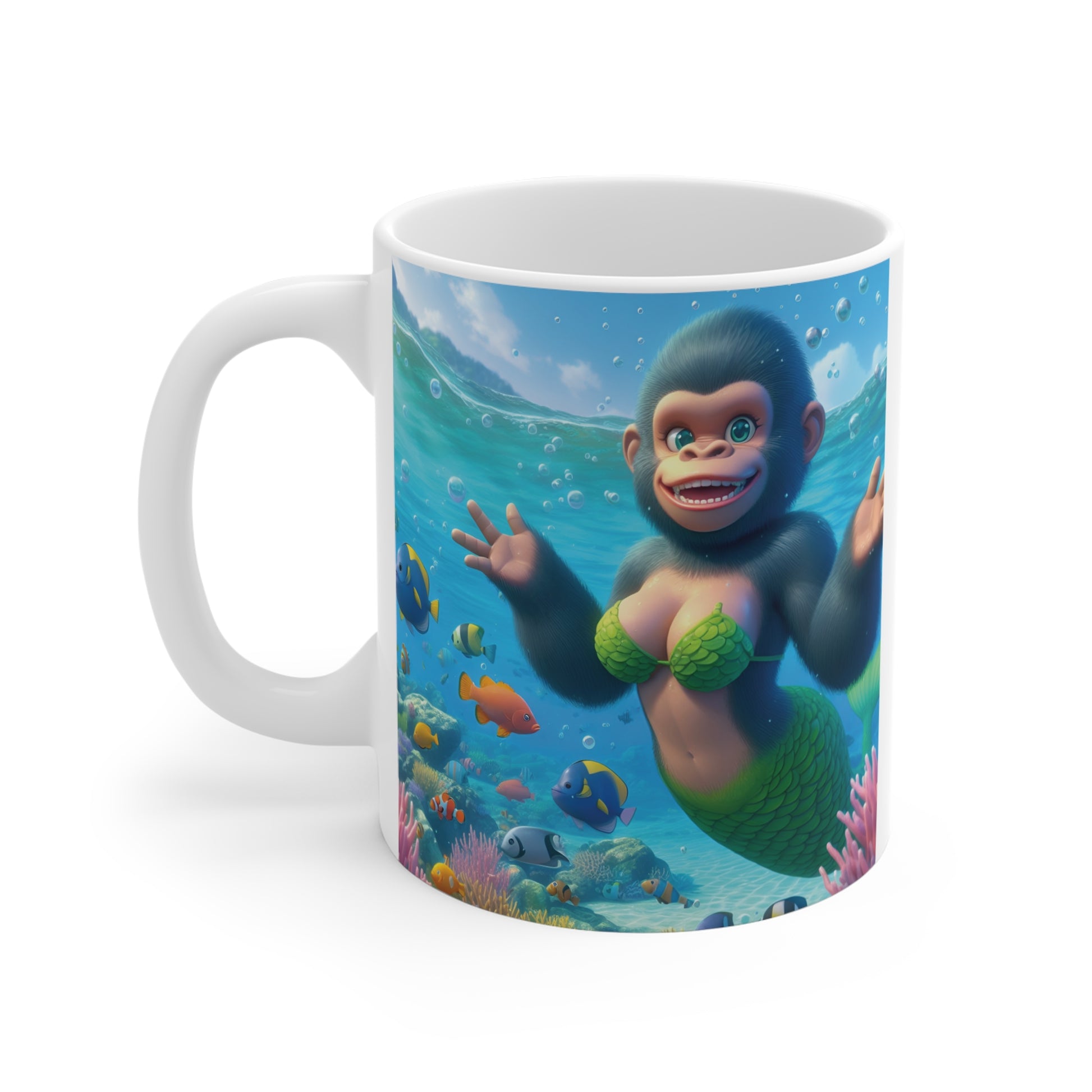 11oz Cartoon Gorilla Mermaid Mug