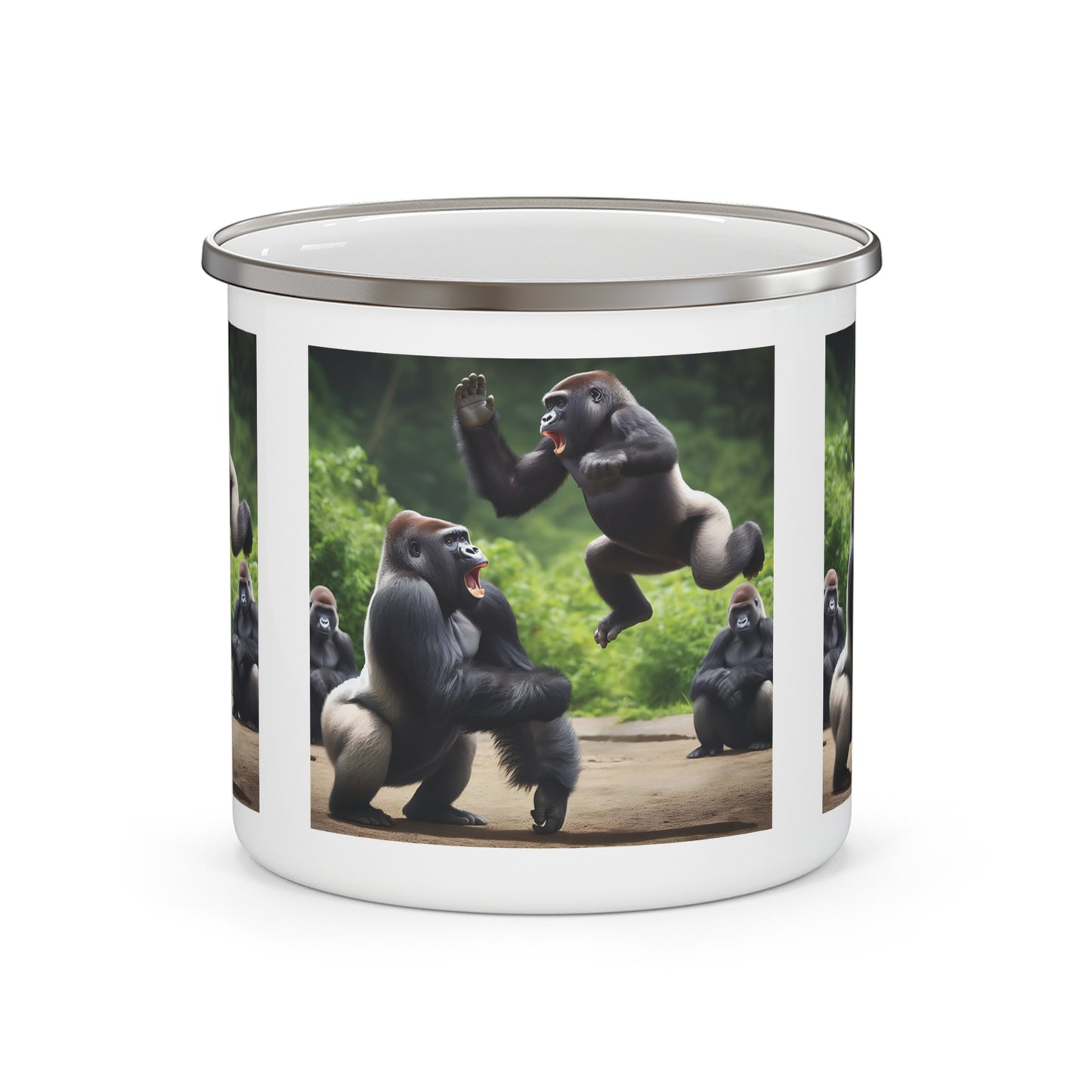 Gorilla Playtime Enamel Camping Mug