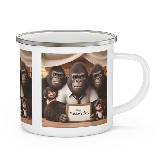 Everyday is wonderful Father's Day with this charming Gorilla Family Enamel Camping Mug. A heartwarming design mug gift for dads who love camping, hiking, or enjoying their morning coffee. Ideal for outdoor adventures or cozy moments at home. BUY NOW! (SK Superb)