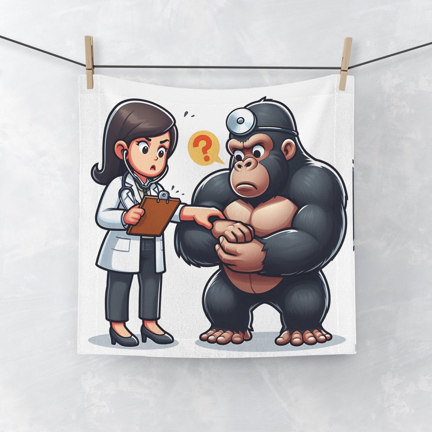 Cartoon Animal Healthcare Humor Gorilla Face Towel