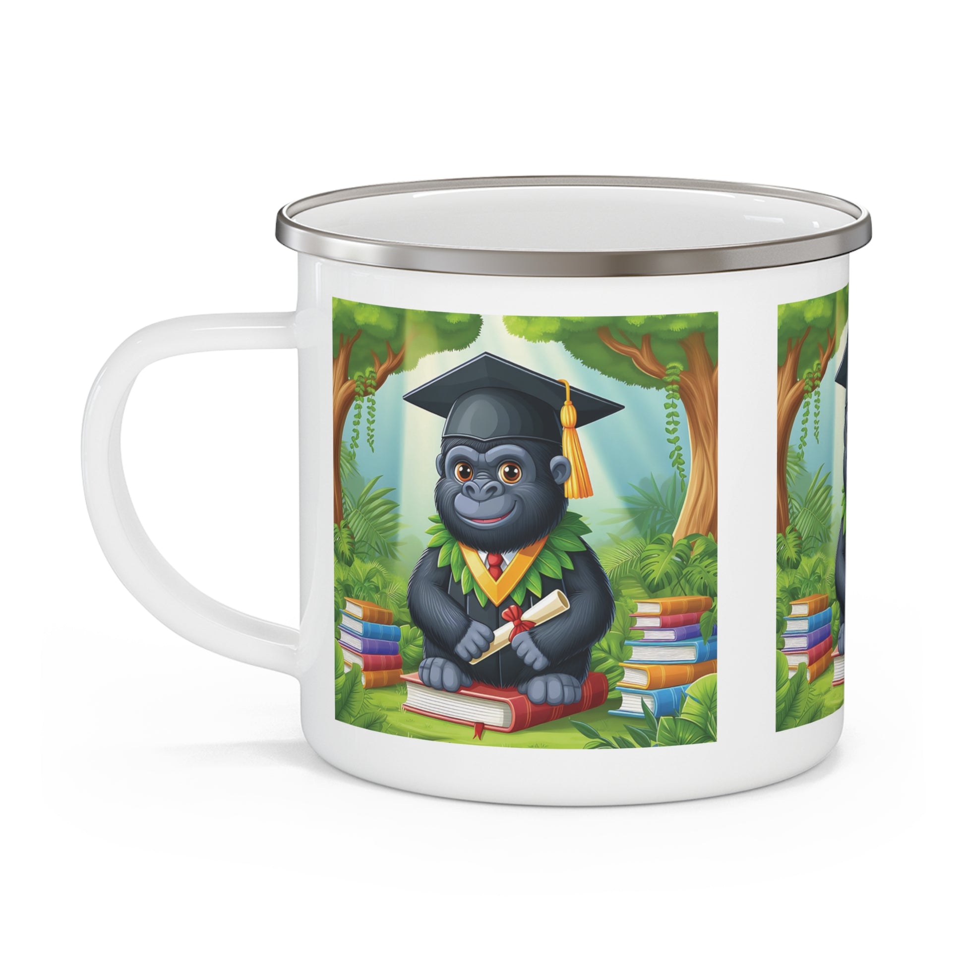 Jungle Graduation Gorilla Enamel Camping Mug – Gift / Students / Teachers