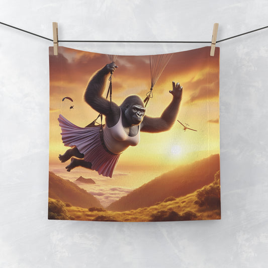 Unleash your adventurous spirit with our "Female Gorilla Paragliding Face Towel", a tribute to fearless women who dare to soar. Ideal for bathroom decor, gym, travel, or everyday use. A unique and thoughtful gift for adventurers, nature lovers, and anyone who appreciates empowering designs. BUY NOW! (SK Superb)