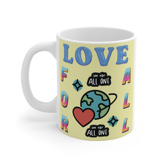 Spread love, positivity, unity, kindness with our "Love for All" 11oz mug. This unity-themed mug is ideal for home, office, or as a thoughtful gift. BUY NOW!