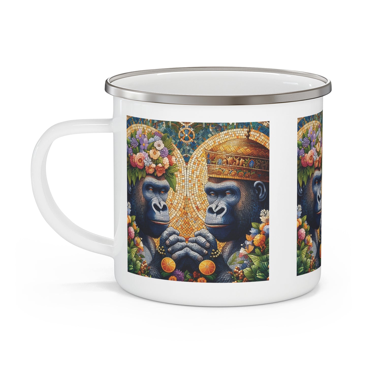 Gorilla Lover's Gift Mosaic Art Enamel Camping Mug