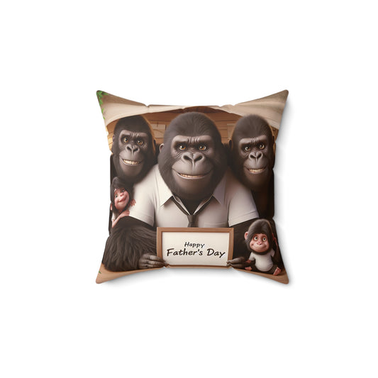 BUY NOW and make EVERYDAY an unforgettable Happy Father's Day with this delightful pillow featuring a charming gorilla family holding a "Happy Father's Day" sign, adding warmth and humor to your home and office decor. Ideal gift for Father's Day, sure to bring a smile to any dad's face. (SK Superb)