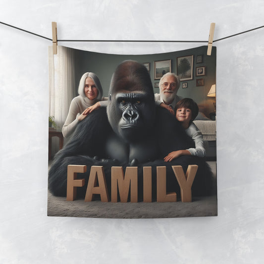 Our "Gorilla & Human Family Bond Face Towel" is both functional and decorative, adding warmth to your home or gifting to loved ones. Perfect for those who cherish family values and love unique decor pieces. Ideal for bathrooms, kitchens, or as a thoughtful gift for family and friends. BUY NOW! (SK Superb)