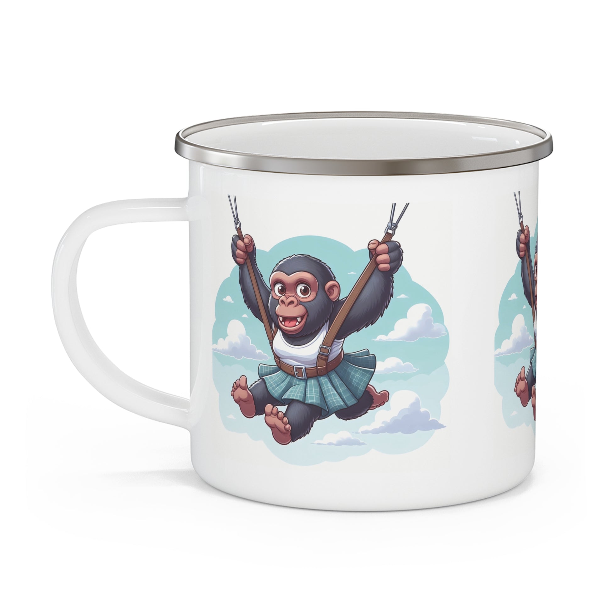 Happy Gorilla Skydive Adventure Enamel Camping Mug