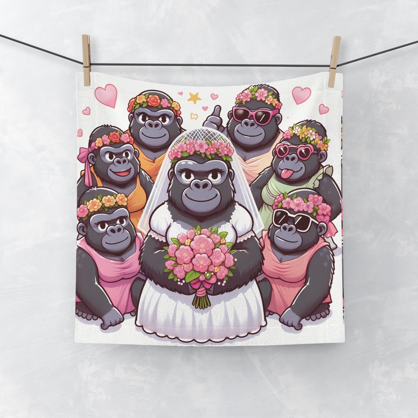 Celebrate love and laughter with our "Cartoon Gorilla Bridal Party Face Towel" that captures the joy and excitement of a wedding day. Perfect for animal lovers. Ideal gift for bridal showers, bachelorette parties that guests will love. Great for daily use, add humor to bathroom or kitchen. BUY NOW! (SK Superb)