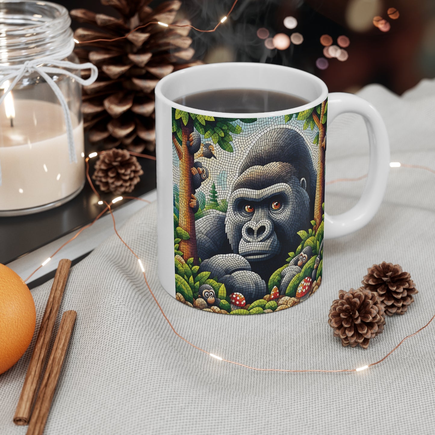 Mosaic Style Jungle Gorilla 11oz Mug - Wildlife Art