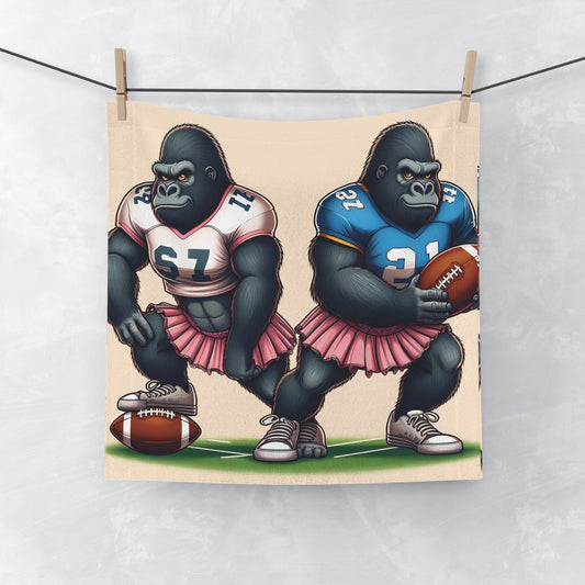 Our "Female Gorilla Football Face Towel" combines humor and strength, making it a perfect gift for sports enthusiasts and those who appreciate quirky designs. BUY NOW! (SK Superb)