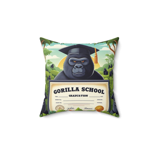 Celebrate academic achievements with our "Gorilla Graduate in Jungle Pillow." This whimsical pillow features a proud gorilla donning a graduation cap, perfect for recent graduates. A pillow of humor, also a reminder of hard work and success. BUY NOW! (SK Superb)