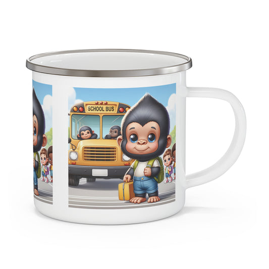 Get your kids excited for school with this cute baby gorilla "Back-to-School" Enamel Camping Mug. Perfect for home or outdoor adventures. Ideal gift for kids, birthdays, or everyday use. It's the ultimate kids' school mug to inspire young learners. BUY NOW! (SK Superb)