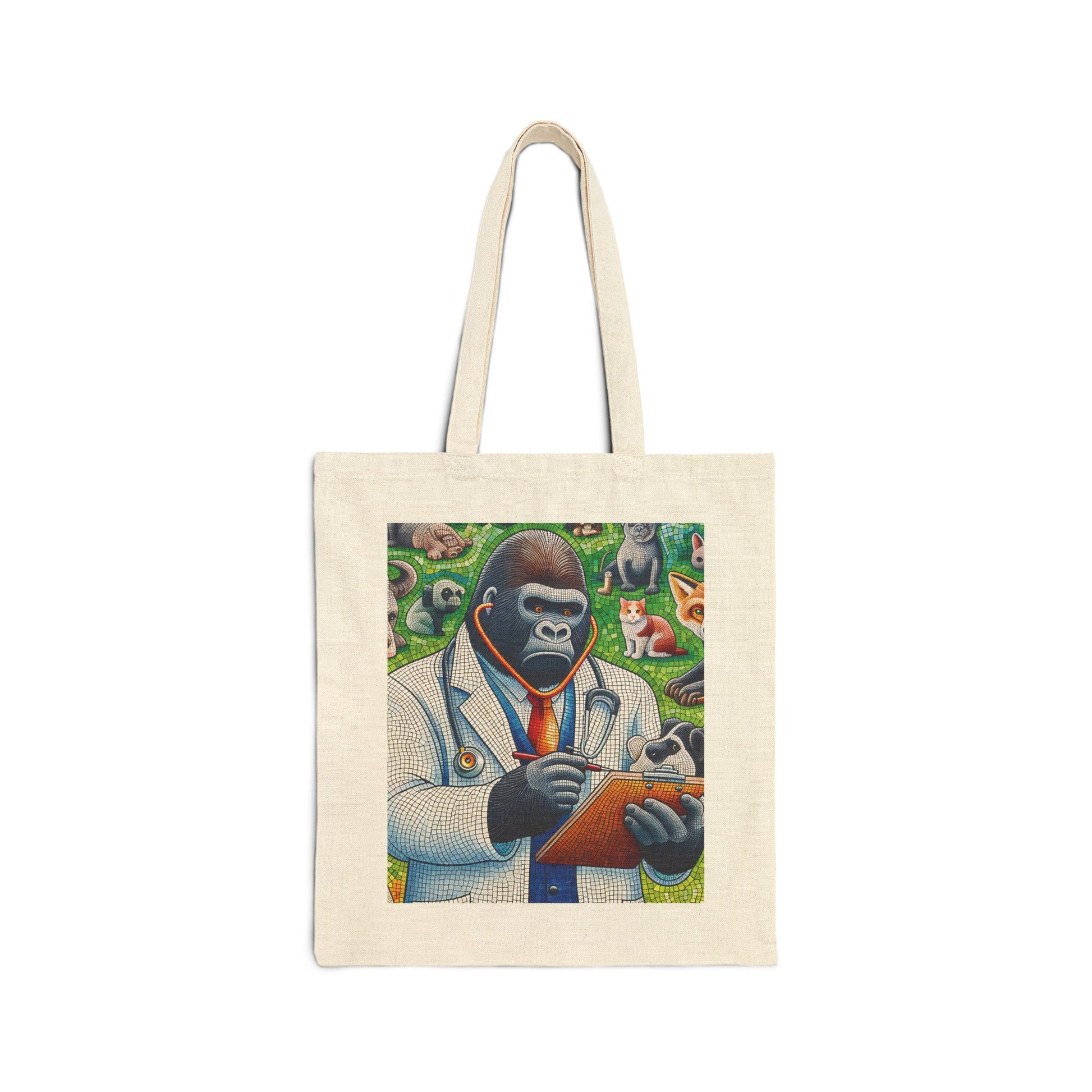 Mosaic Cartoon Animal Gorilla Vet Doctor Canvas Tote Bag