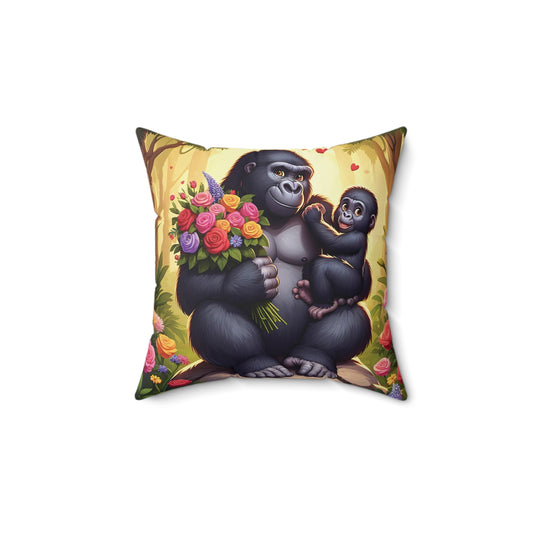 A heartwarming home decor with the Mama Gorilla Pillow, featuring a loving mama gorilla tenderly embracing her adorable baby, showcasing our human motherly love too. Perfect for any nature lover. Whether for your living room, bedroom, or as a thoughtful gift, this pillow is a must-have! (SK Superb)