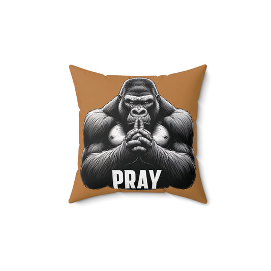 Experience the serene power of the Praying Gorilla Pillow. A striking design of a gorilla in a prayerful pose with the word "PRAY" boldly displayed below. Adding a touch of strength, tranquility, inspiration to your home decor, also a reminder to find peace and focus in your daily life. ORDER YOURS TODAY! (SK Superb)