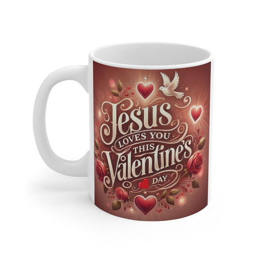 Celebrate faith and love with this inspirational Christian Mug perfect for Valentine’s Day gifts, reminding you or your loved ones of Christ’s enduring love. 