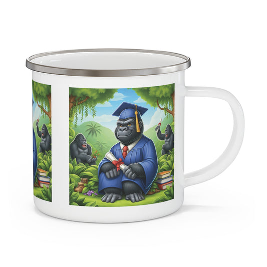 Celebrate graduation with our delightful "Gorilla Graduation" Enamel Camping Mug. A perfect stylish and functional mug for outdoor adventures, graduates, teachers, and nature lovers. Makes a thoughtful graduation gift or keepsake with its fun and vibrant nature-inspired theme. BUY NOW! (SK Superb)