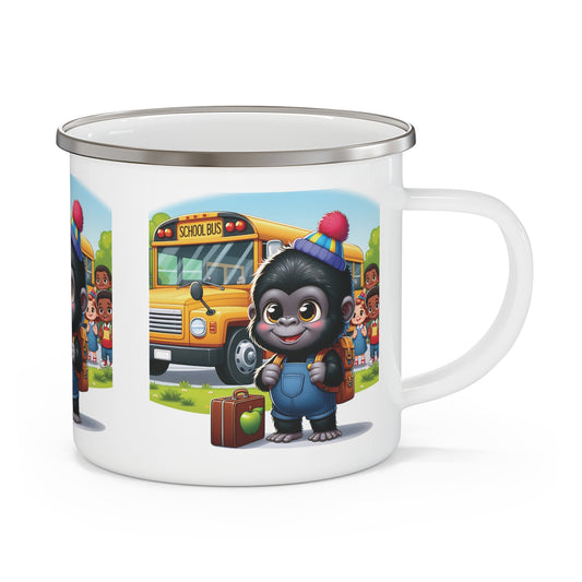 Get your kids excited for school with this cute baby gorilla "Back-to-School" Enamel Camping Mug. Perfect for home or outdoor adventures. Ideal gift for kids, birthdays, or everyday use. It's the ultimate kids' school mug to inspire young learners. BUY NOW! (SK Superb)