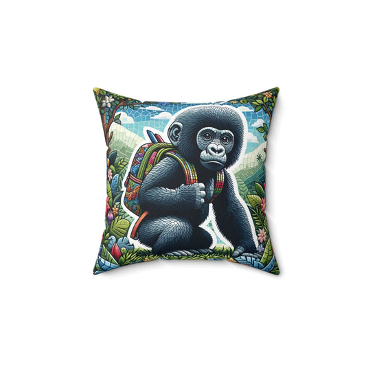 Inspire your kids the joy of going back to school to embark on their educational journey with this "Little Learner Gorilla Pillow". It features an adorable young gorilla with a backpack, in nature-inspired mosaic background. A fun and adventure pillow for animal and artistic lovers. BUY NOW! (SK Superb)