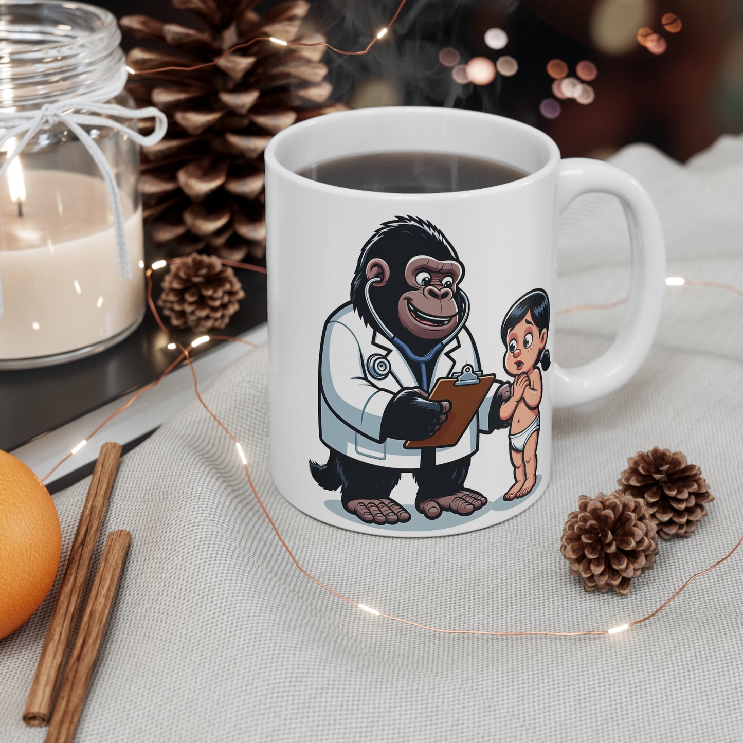 Funny Cartoon Pediatric Doctor Gorilla Mug 11oz