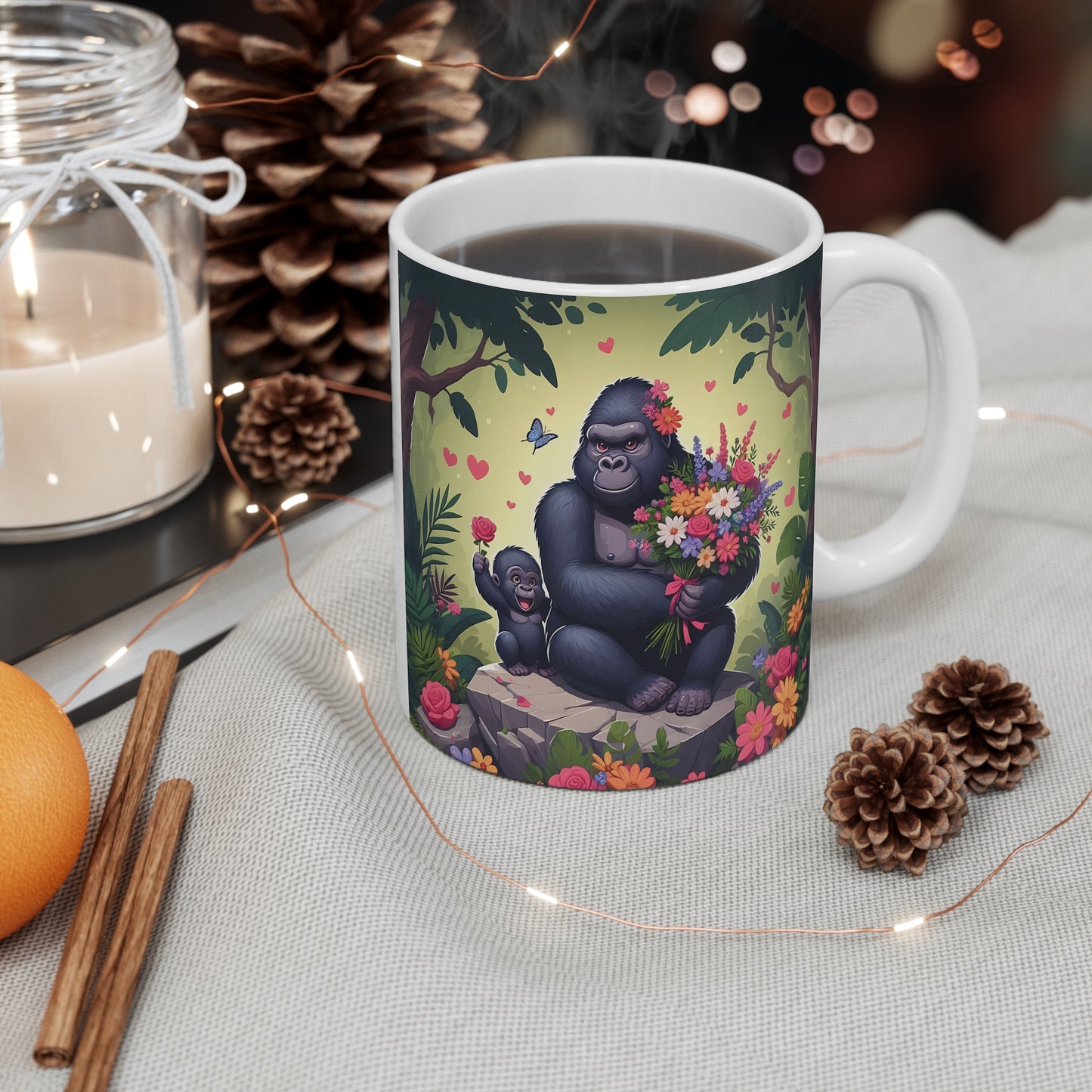 11oz Adorable Gorilla Family Mug - For Family Love